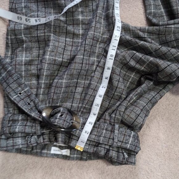 Revolve Native Youth Plaid Academia High Rise Belted Papebag Trouser Pants S - Picture 5 of 8